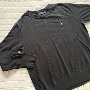 Polo by Ralph Lauren Men’s Black Crewneck Sweater with Lime Green Logo